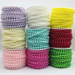 2yards 6mm Half Round Pearl Beads Cadeia Garland Flores Acrílico Beads Para Decoração Do Casamento DIY Jóias Acessórios - Image 1
