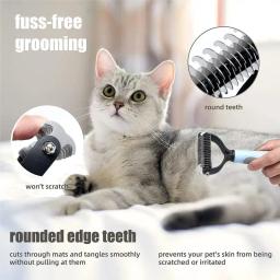 Animais de estimação pele nó cortador cão grooming derramamento ferramentas pet gato depilação pente escova dupla face produtos fornecedores transporte da gota - Image 2