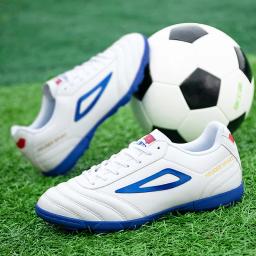 Chuteiras de futebol profissionais para homens, calçados esportivos de couro de alta qualidade, tênis de futebol branco ao ar livre, tênis TF Futsal, Men's Athletic Society - Image 1
