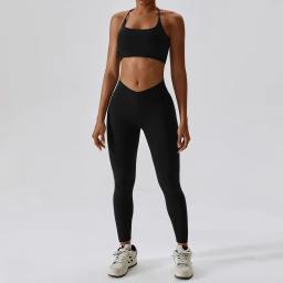 Fato de treino sem costura para mulheres, Workout Sportswear, roupas de ginástica, leggings de cintura alta, roupas esportivas fitness, conjunto sólido sexy, 2 peças - Image 2