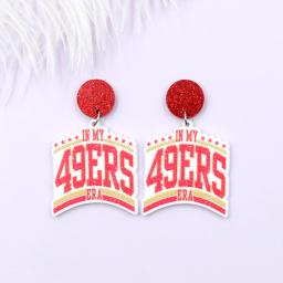 Brincos acrílicos para as Mulheres, My 49ers ERA Jóias Trendy, 1 Par, Novo Produto - Image 2