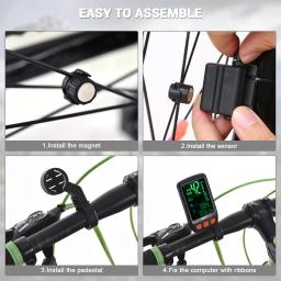 Digital sem fio bicicleta ciclismo computador, velocímetro bicicleta, odômetro com bateria recarregável, cronômetro bicicleta, luz de fundo - Image 3