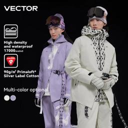VECTOR Jaqueta de esqui de algodão parcial 3L para homens e mulheres, à prova de vento e à prova d'água, nylon, borracha de pressão total, roupas de esqui ao ar livre - Image 2