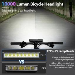 Newboler luz dianteira da bicicleta 10000 lúmen luz 10000mah lanterna à prova dwaterproof água carregamento usb mtb estrada ciclismo lâmpada acessórios - Image 3