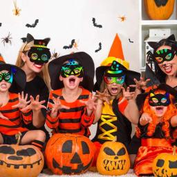 28 peças brinquedos de pintura de arranhões máscaras infantis faça você mesmo lembrancinhas de festa de Halloween artesanato papel arco-íris - Image 5