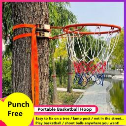 Os adultos ajustáveis da altura caçoa o anel da cesta nenhuma bola 2kg quadro de aro de aço padrão da aro do basquetebol do perfurador-livre - Image 1