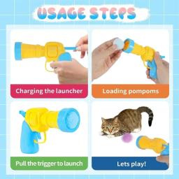 Lançamento interativo treinamento brinquedo para gato, criativo Mini tiro arma jogos, estiramento bola de pelúcia brinquedos, pet fornecimentos, gatinho, novo - Image 5