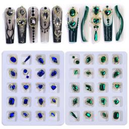 Azul prego arte strass kit 20 pçs pedras preciosas pedra acessórios do prego tamanhos multi-estilo 3d brilho de vidro luxuoso manicure decoração - Image 2