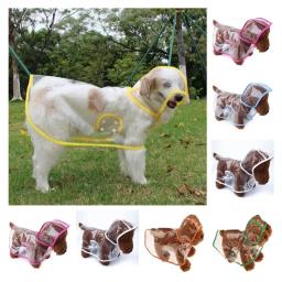 Impermeável transparente com capuz para cães médios e grandes, Casacos de chuva impermeáveis, Borda colorida, Pet Shop - Image 1
