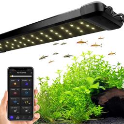 Aquário inteligente luz com temporizador ajustável, espectro completo, controle de aplicativos, aquário luz, água doce e água salgada, 5 modos - Image 1