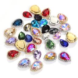 10 pcs/bag strass costura decoração brilhante forma gota costurar na strasse para colar ouro garra cristal fivela diy roupas de casamento/sapato - Image 3