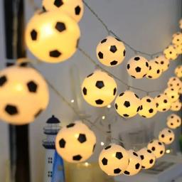 Luzes Cordas de Futebol para Restaurantes, Lâmpada Atmosfera Criativa, Alimentada por Bateria, Janela Exibe Quarto, Decoração de Férias, 10 LED, 20LED, 1PC - Image 1