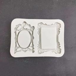Silicone Handmade Flor Quadros Borda Molde, Moldes DIY Photo Frame, Chocolate Flip Sugar Cake Mold, Ferramentas Fondant, Mundo - Image 2