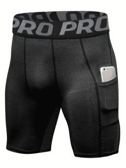 Shorts de compressão masculino, roupa íntima anti-atrito, camada base, secagem rápida, shorts de corrida com bolsos para treino e atividades de ginástica - Image 5