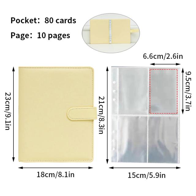 Álbum de Fotos em Couro PU A5 com Multi-Bolsos para Kpop e Photocard, Ideal para Colecionadores e Organização de Cartões
