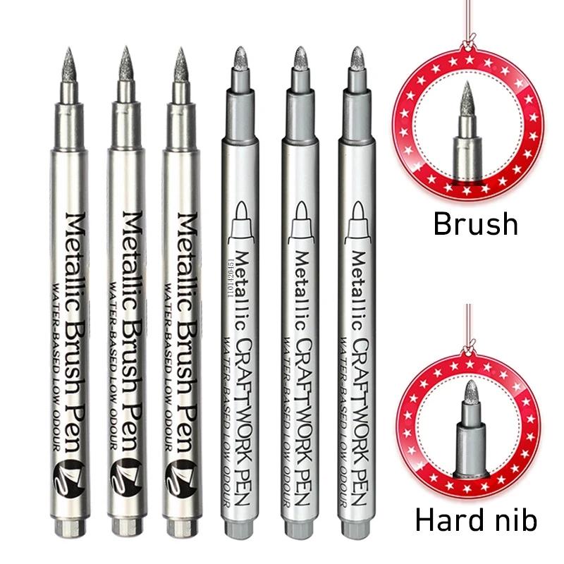 Canetas metálicas permanentes, ouro, prata, marcadores de pintura para arte, pintura rupestre, álbum de fotos DIY, artesanato, cerâmica, metal, 6pcs - Image 1