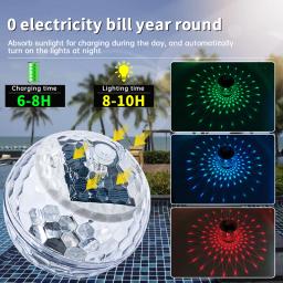 Água flutuador de luz solar pond lâmpada flutuante bola mágica luz mudando a cor do jardim decoração iluminação para piscina árvore - Image 2