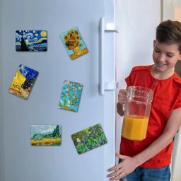 Ímã de geladeira com impressão artística 4 tamanhos, pinturas mundialmente famosas, adesivos magnéticos decorativos criativos para geladeira - Image 4