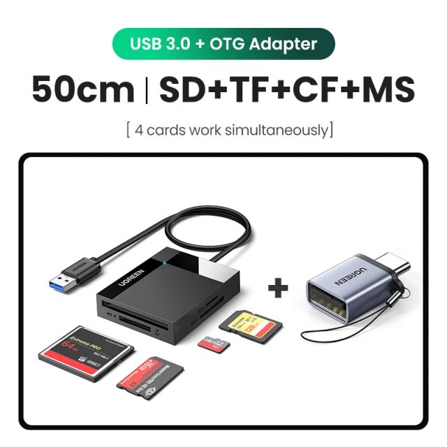 UGREEN Leitor de Cartão 2-em-1 USB 3.0 SD/Micro SD OTG