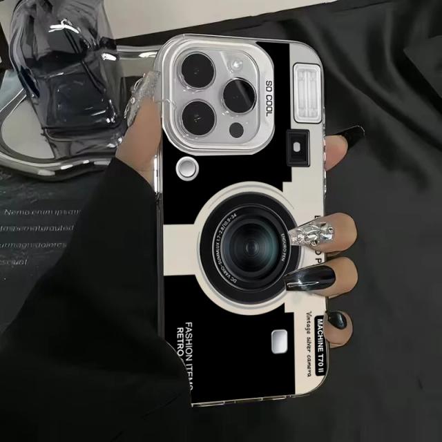 Capa Matte Retro à Prova de Choque para iPhone 14, 13, 15, 16 Pro Max, 11, 12, XS, X, XR, 7 e 8 Plus - Design Impresso e Proteção Superior