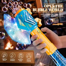 Varinhas de bolha portáteis, pistola de espuma contínua automática, led, piscina ao ar livre, praia, jogo de batalha, meninos, meninas, brinquedo de festa de aniversário - Image 2