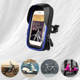 Suporte do telefone da bicicleta motocicleta guiador montar suporte à prova dwaterproof água saco do telefone móvel suporte máximo 6.4 Polegada telefones celulares - Image 5
