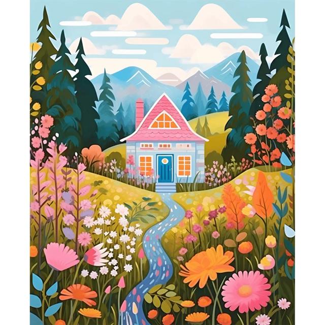 Pintura por Números para Adultos: Kit DIY de Arte Acrílica em Tela - Montanhas para Decoração e Presente Perfeito