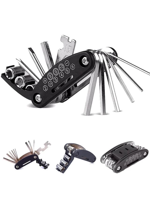 Kit de Reparo de Bicicleta Portátil 16 em 1 - Ferramenta Multifuncional Essencial