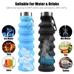 550ml portátil dobrável garrafa de água bpa livre à prova de vazamento silicone reusável acampamento ao ar livre dobrável esporte garrafas de água - Image 4