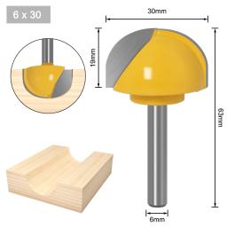 Round Ball Nose Router Bits Set, Fresa para madeira, CNC Carbide Cove Core Box Bit, Ferramentas de corte para madeira, 6-30mm Shank - Image 6