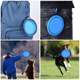 Alimentador de animais de estimação tigela dobrável silicone viagem cão tigela andando portátil tigela de água para pequeno médio cão gato tigelas pet comer prato - Image 6