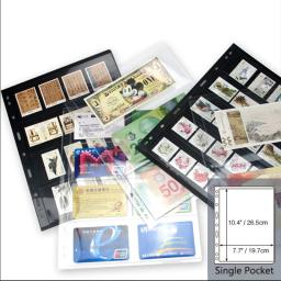 Inserir folhas de página 10 unidades/pacote álbum fichário página cartão transparente tamanho único selo página nota dinheiro coleção folhas - Image 2