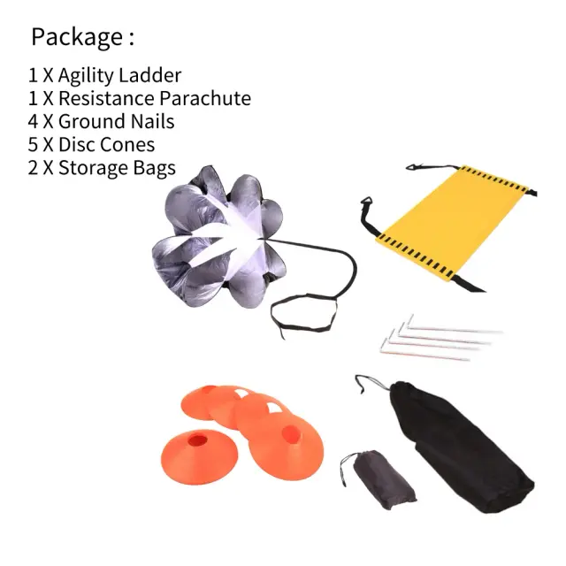 Kit Completo para Treinamento de Futebol: Disco de Paraquedas, Equipamento Ajustável e Escada de Resistência para Aumentar Velocidade e Performance