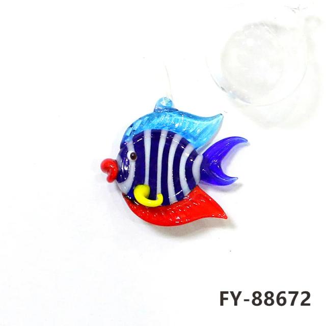 Estatueta de Peixe Tropical em Vidro Flutuante para Decoração de Aquário - Ornamento Colorido e Charmoso