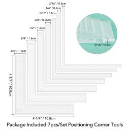 7 pçs/set ferramentas de posicionamento criativo cantos de cartão de papel ajudantes scrapbooking réguas acrílicas para fazer forrar camadas de cartão mais fáceis - Image 5
