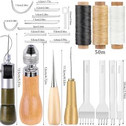 IMZAY-Kit De Ferramentas De Costura De Couro, Mão Costura, Fio Encerado, Cabo De Cobre, Ferramenta De Perfuração De Couro Furador, Agulhas De Costura De Olho Grande - Image 2
