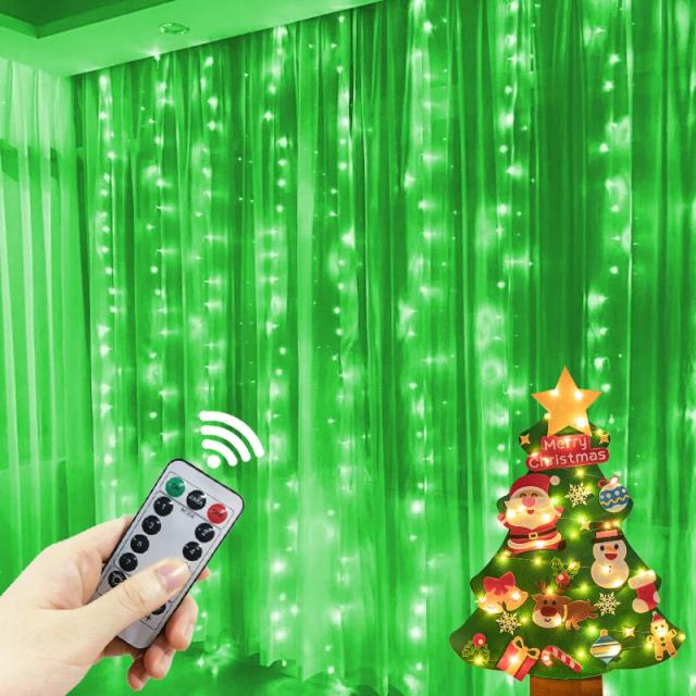 Cortina de Luzes LED com Controle Remoto para Decoração de Natal e Festas, 8 Modos, Ideal para Janelas e Paredes