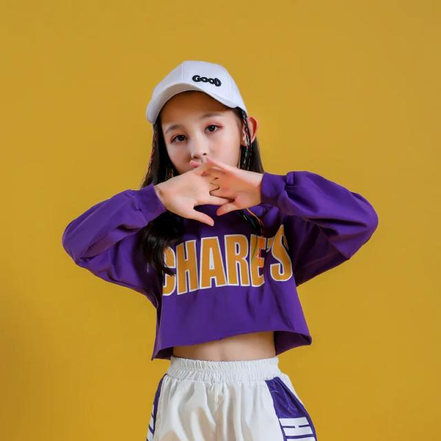Traje menina verão chidren hip hop roupas de algodão preto manga longa colheita tshirt branco poliéster calça 2 pçs streetwear terno