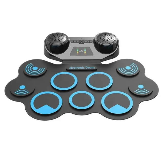 Tambor Eletrônico de Silicone com Alto-falante Duplo e Conexão Bluetooth - Rolo de Mão Espessado para uma Experiência Musical Incomparável