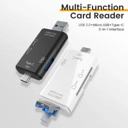Multifunções Smart Memory Card Reader, 6 em 1, OTG, Leitor de Cartão SD, USB 2.0, Tipo C, TF, SD, Acessórios para Notebook, Adaptador - Image 2