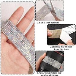 Auto-adesivo Glitter Rhinestone Ribbon Trim, fita Trim Sticker, roupas de DIY, jóias, artes, artesanato, decoração do vestuário, 1 Yard - Image 3
