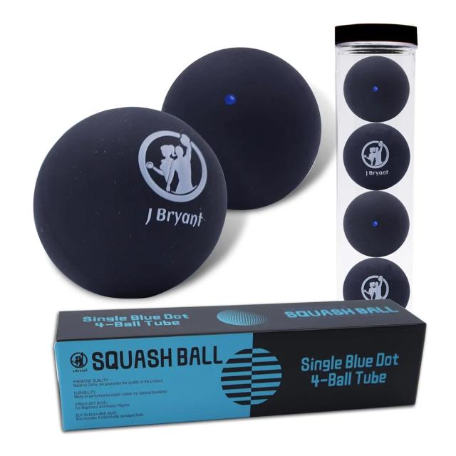 Bolas de Squash para Iniciantes e Crianças - Pacote com 4 Bolas de Borracha Single Blue Dot para Treinamento de Competição