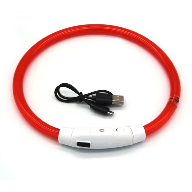 Coleira LED de Fibra Óptica para Animais - Luminosa, USB Recarregável e Antiperda para Cães e Gatos