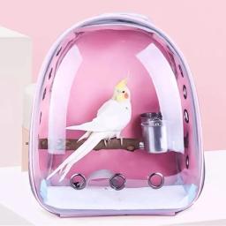 Saco de transporte de pássaros papagaio mochila com prefeito e copos alimentadores para periquito cockatiel coelho viagem acrílico portátil gaiola de pássaro para animais de estimação - Image 2