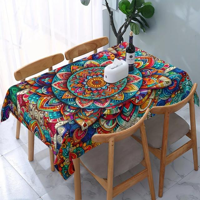 Toalha de Mesa Mandala Impressa para Jantar e Cozinha - Decoração Perfeita para Festas e Férias
