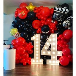 134 peças conjunto de guirlanda de balão preto vermelho dourado festa de teatro, aniversário, casamento e prêmios noturnos de filmes decoração de eventos - Image 6