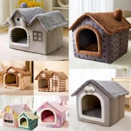 Barraca fechada para gatinhos, cama macia do gato, casa do sono profundo, almofada removível, casa do cão, fontes do filhote, inverno - Image 4