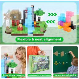 Blocos de construção magnéticos brinquedo construir meu ímã mundo conjunto de construção haste sensorial educacional presente de natal - Image 4