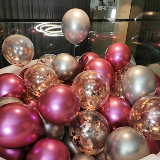 Balões metálicos dourados e brilhantes com confete para festas de aniversário e Páscoa - Conjunto de 12 peças para adultos e crianças