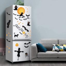 1 folha de decoração de halloween adesivo de parede halloween abóbora bruxa janela adere adesivos diy decoração de janela de vidro adesivos - Image 3